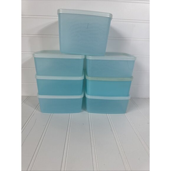 Tupperware Other - Vintage Tupperware Blue Square Round Freezer Containers 311 with Lids Set of 5